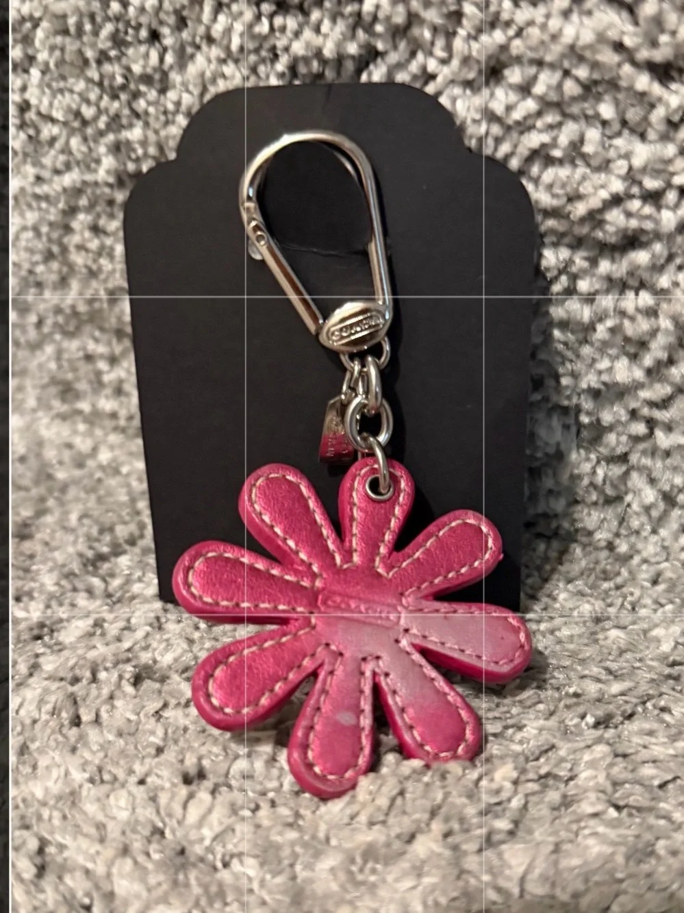 Coach Crystal Rhinestone Metallic Pink Flower Daisy Bag Charm / Key